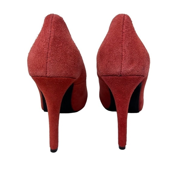 Ed Hardy Women's Oiled Suede Stiletto Platform Heels Pumps Rust Orange Size 9 - Picture 4 of 12